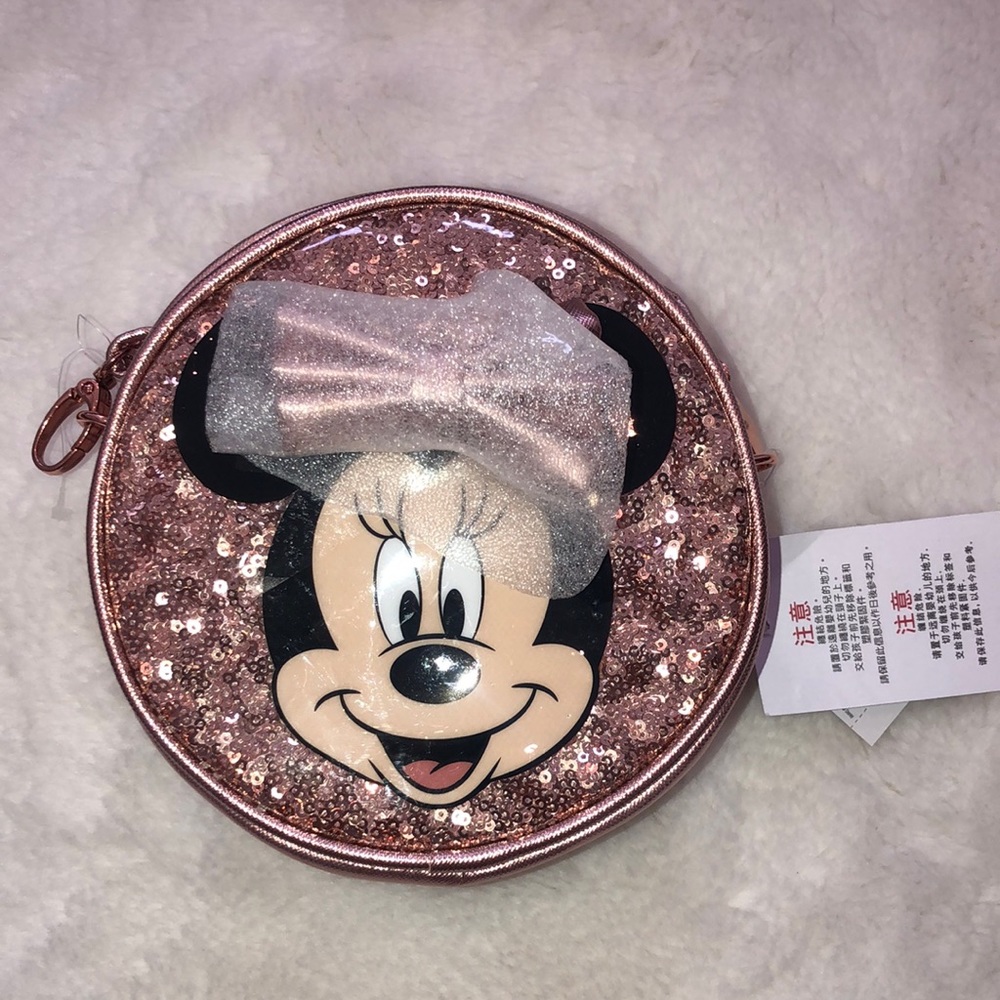 Disney Minnie mouse rose gold sequin crossbody